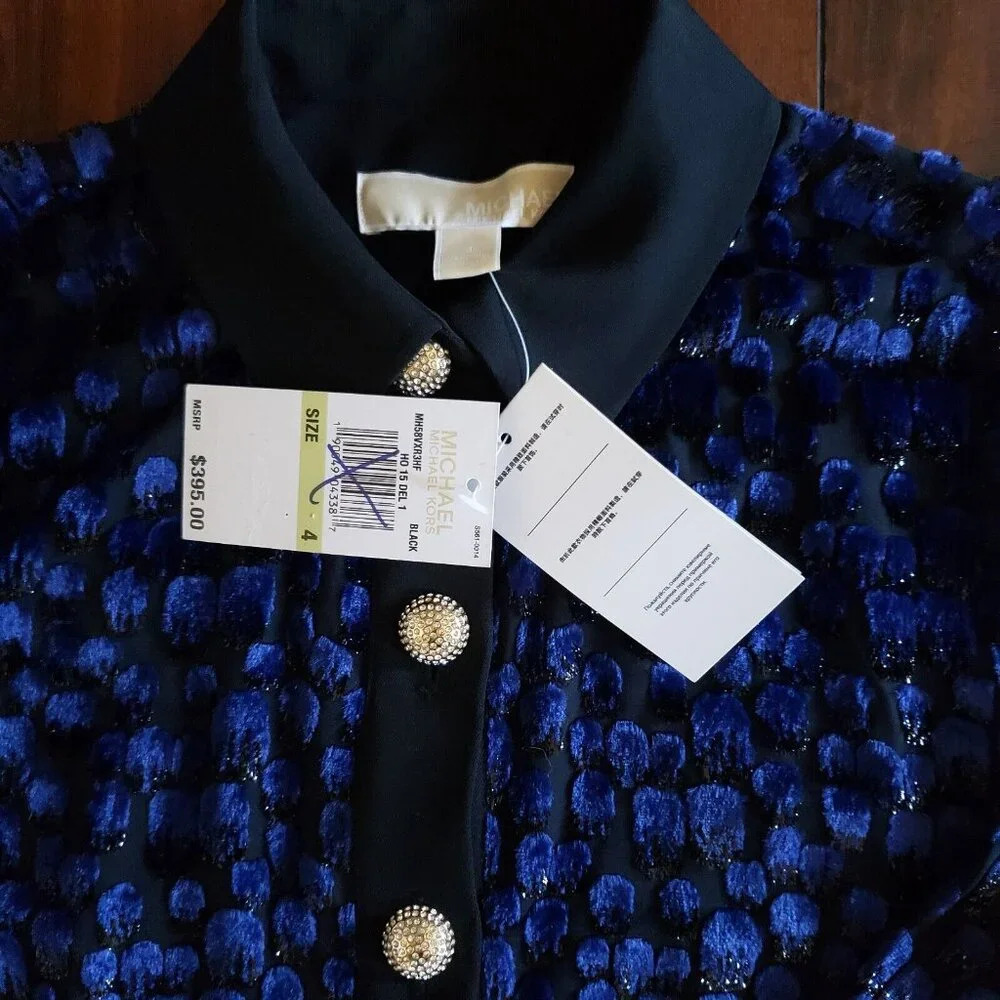 Michael Kors Womens Jaquard Silk Blend Shirt Dress Purple And Black Animal Print - Picture 13 of 16